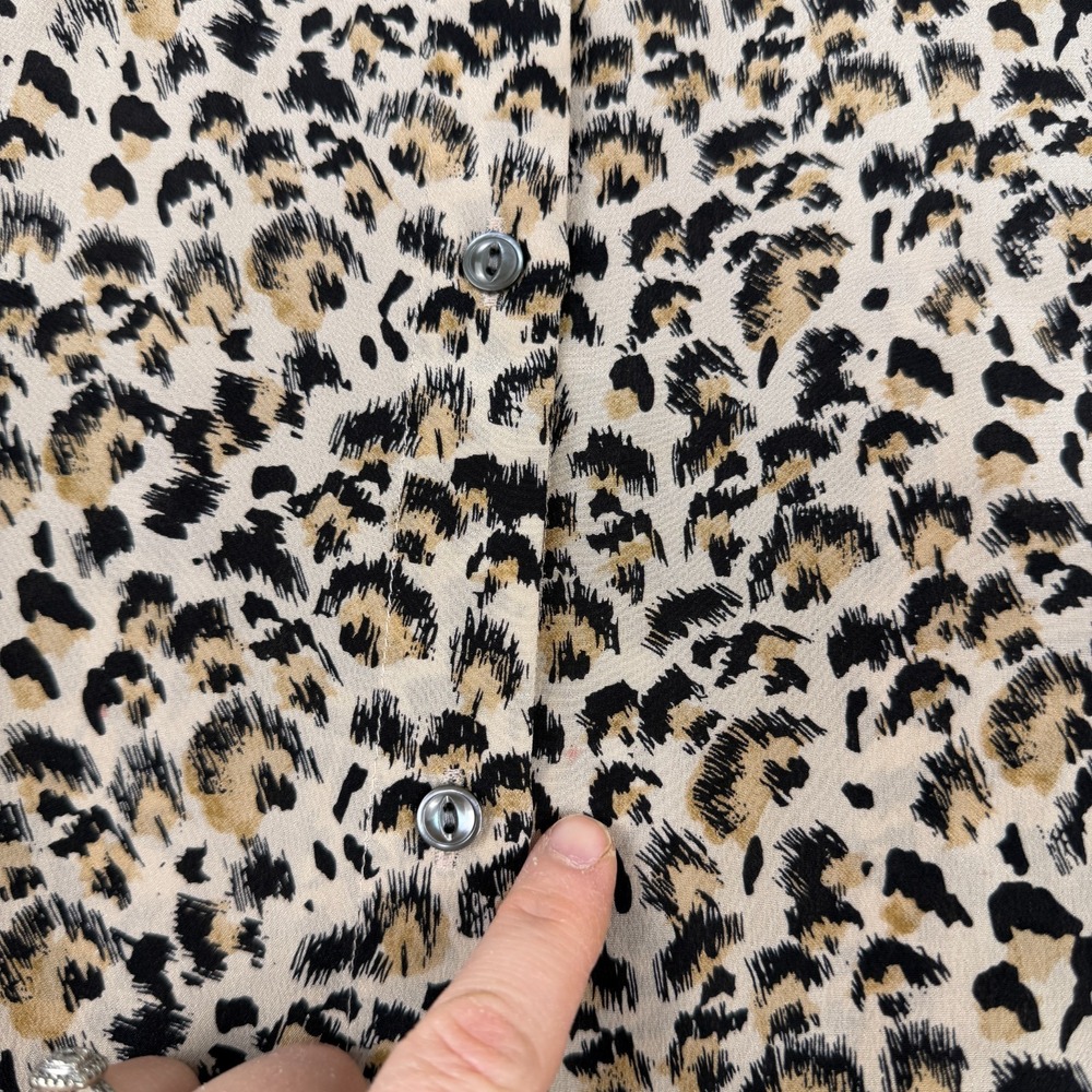 Rebecca Taylor Dress Women's 4 Beige Black Leopard Print Silk Belted Career - Picture 11 of 14